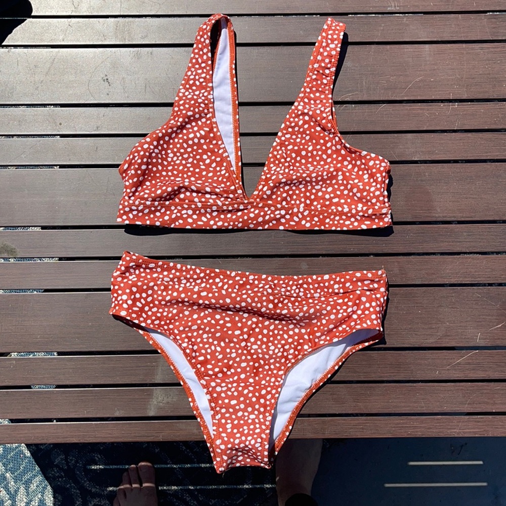 Shein Polka Dot Burnt Orange Bikini